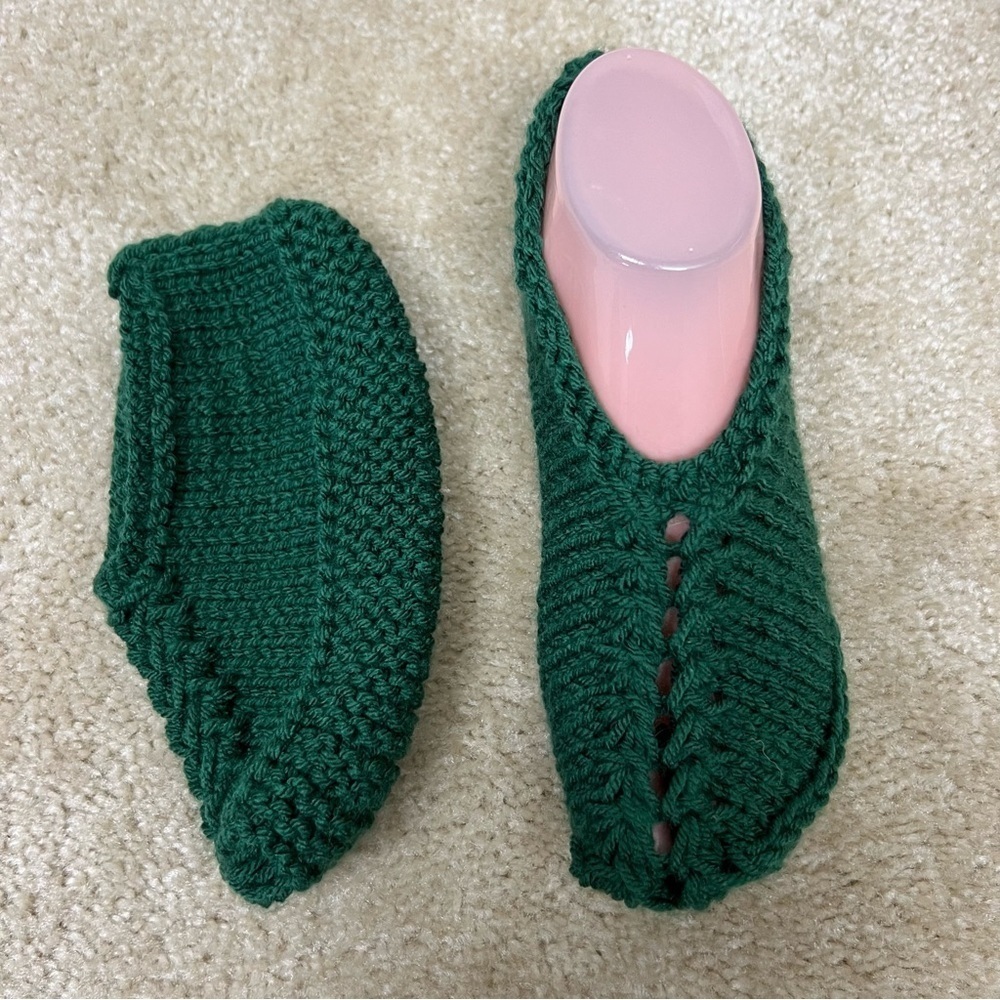 Handmade knit socks slide on ankle socks sz 6-7